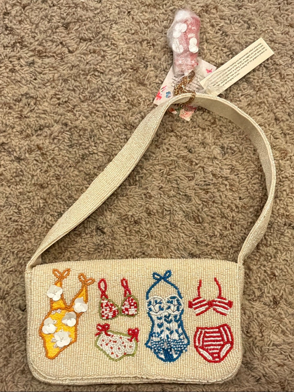Bikini Swimsuit Beaded Purse With Charm